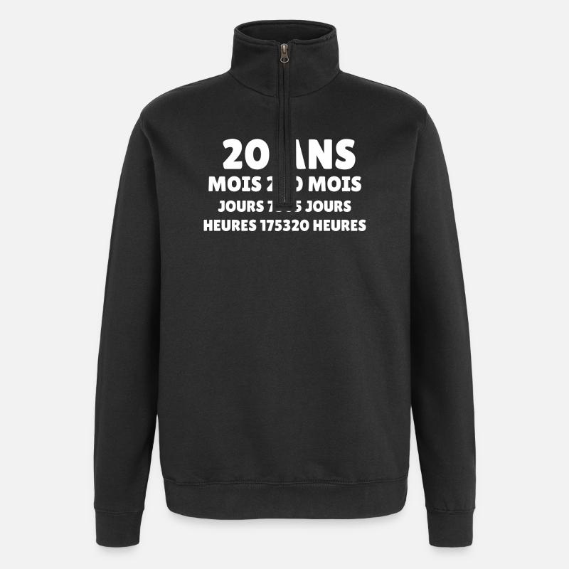 20 Ans Joyeux Anniversaire - Sweat à zip 1/4 - noir