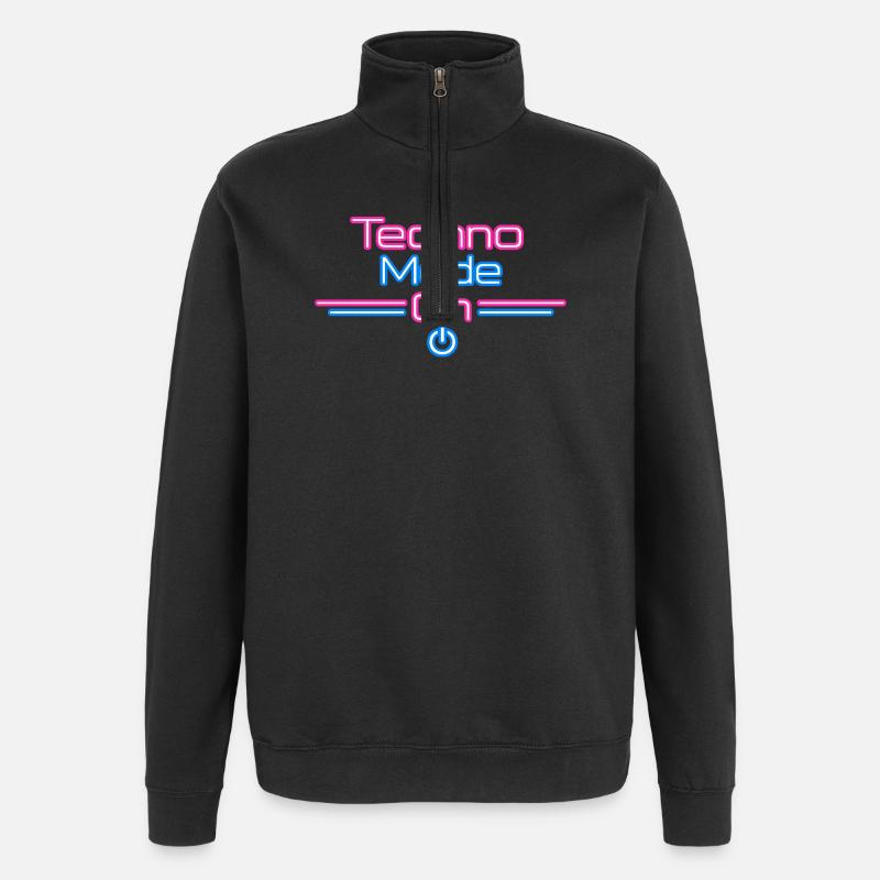Techno Mode Neon On - Quarter-Zip-Sweatshirt - Schwarz