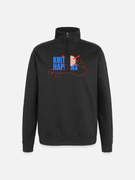 Knit Happens Logo Knit Design - Quarter-Zip Sweatshirt - black