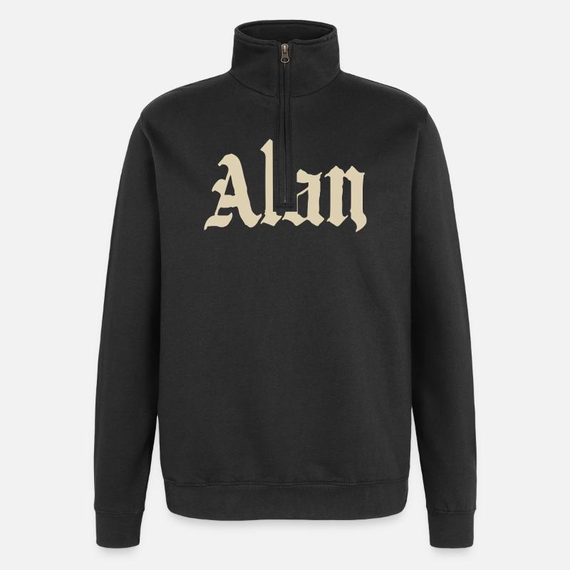 Alan Gothic Lettering - Quarter-Zip Sweatshirt - black