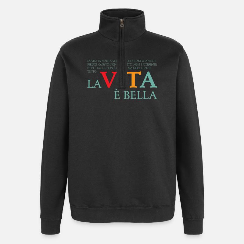 La vita e bella - Sweat à zip 1/4 - noir