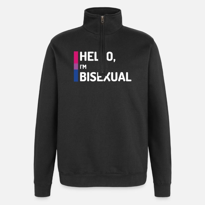 Hello, I'm Bisexual - Quarter-Zip Sweatshirt - black