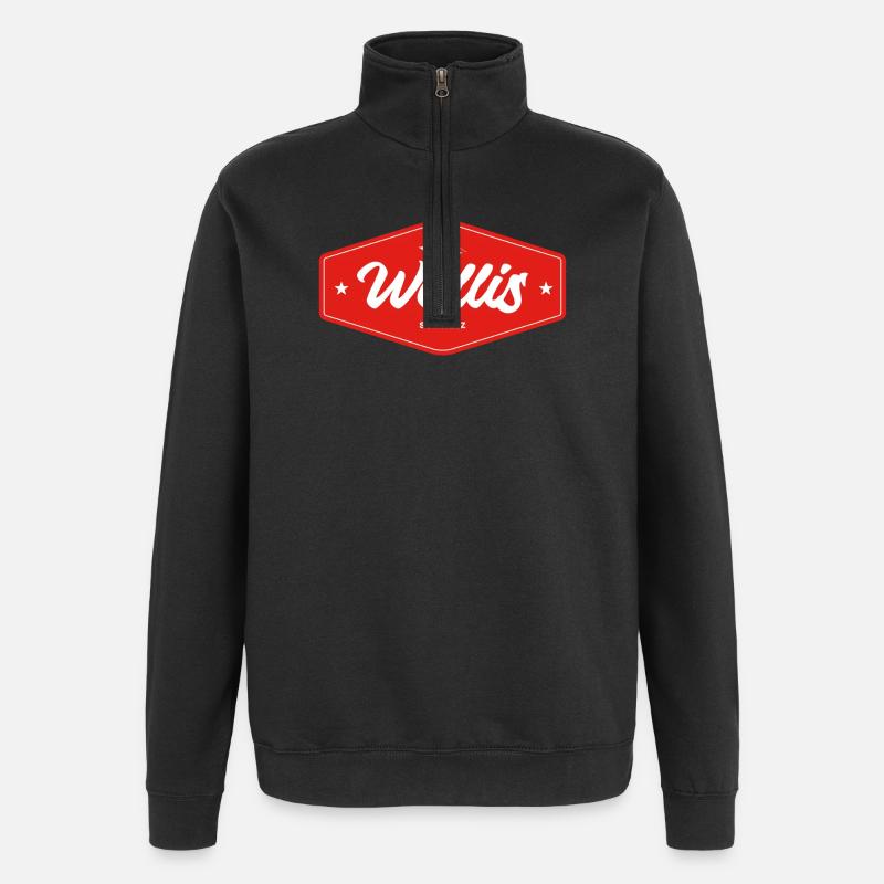 Wallis Alpen Retro Emblem - Quarter-Zip-Sweatshirt - Schwarz