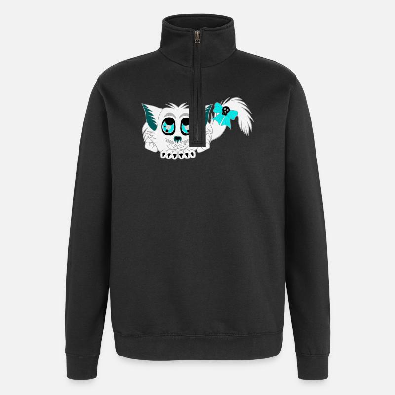 Geister-katze, Halloween Outfit, Mädchen - Quarter-Zip-Sweatshirt - Schwarz