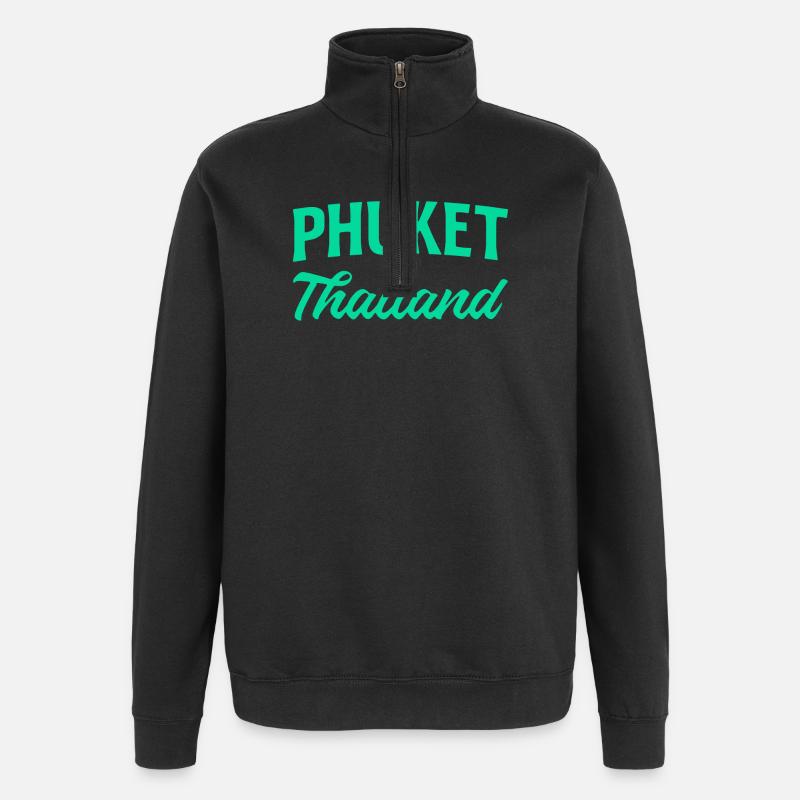 Écriture sarcelle de Phuket Thaïlande - Sweat à zip 1/4 - noir