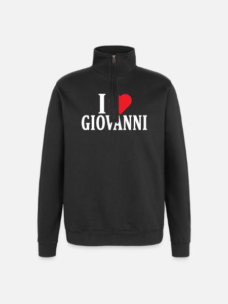 t-shirt I love Giovanni t-shirt gift idea - Quarter-Zip Sweatshirt - black