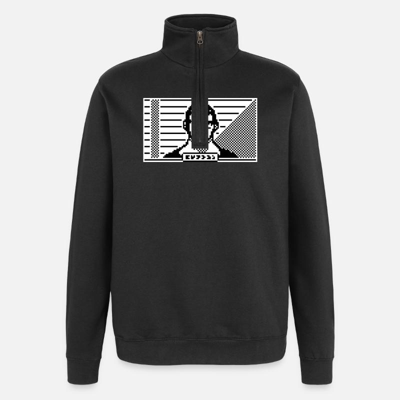 Portrait 8 bits - Sweat à zip 1/4 - noir