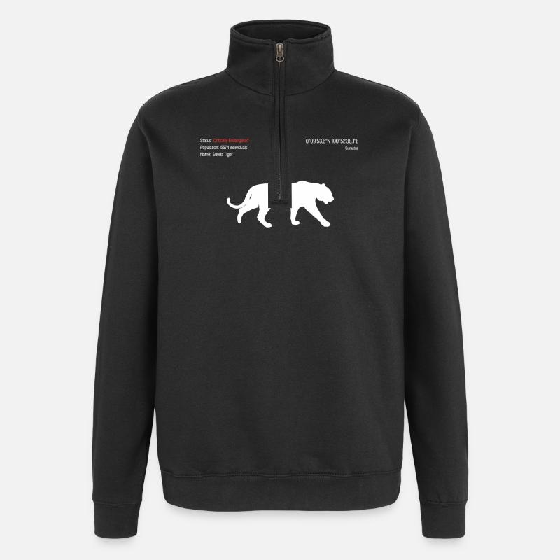 Tigre - Sweat à zip 1/4 - noir