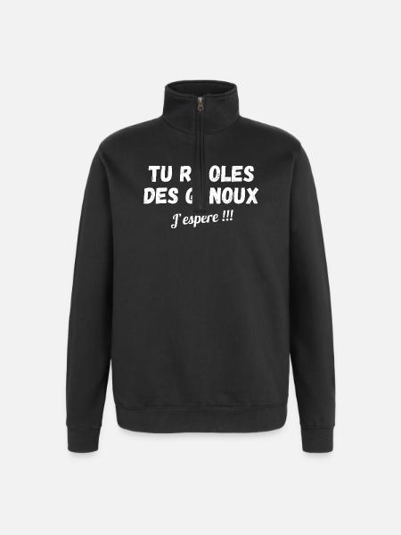 funny phrase, quote, sarcasm - Quarter-Zip Sweatshirt - black