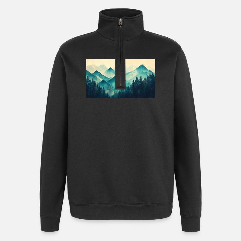 Wald Berge - Quarter-Zip-Sweatshirt - Schwarz