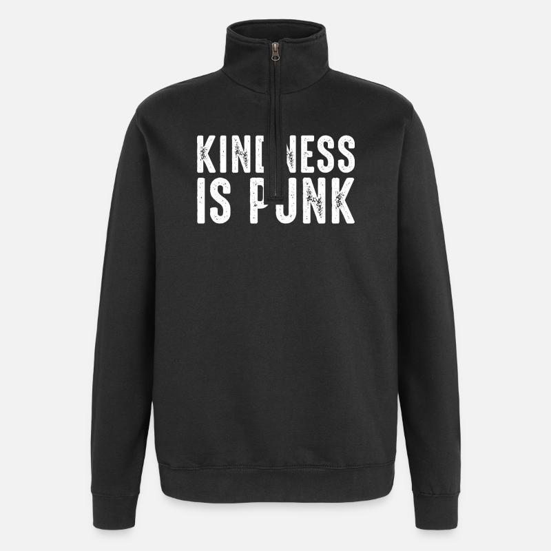 Freundlichkeit ist Punk - Quarter-Zip-Sweatshirt - Schwarz