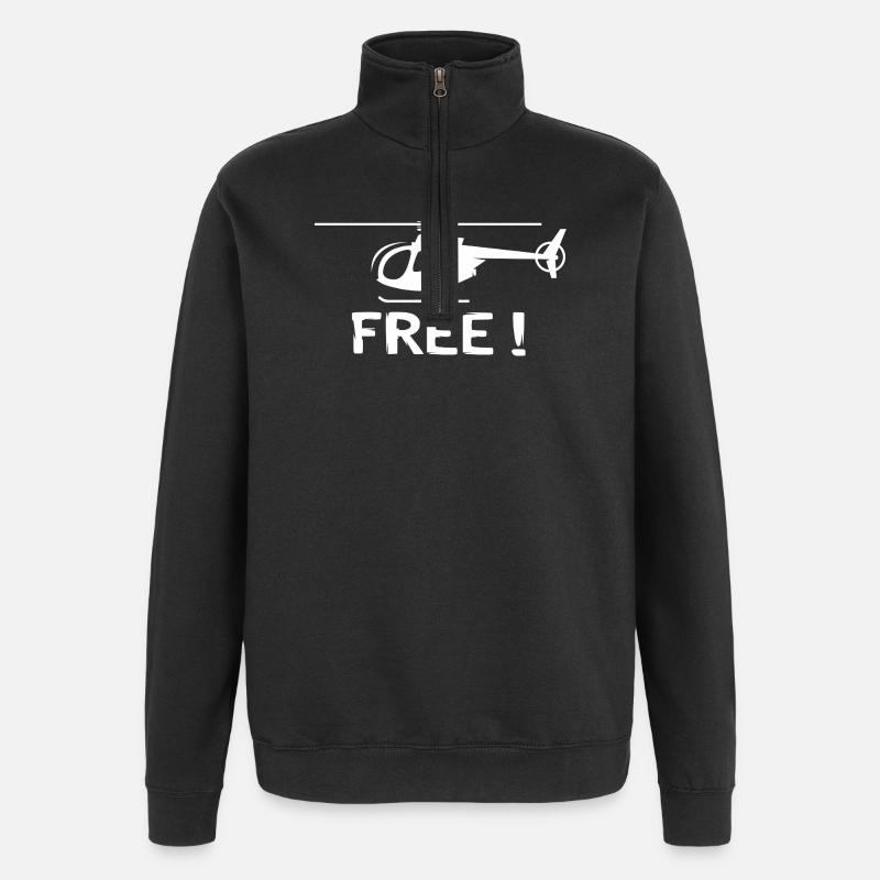 Helikopter Design – Fly Free! - Quarter-Zip-Sweatshirt - Schwarz