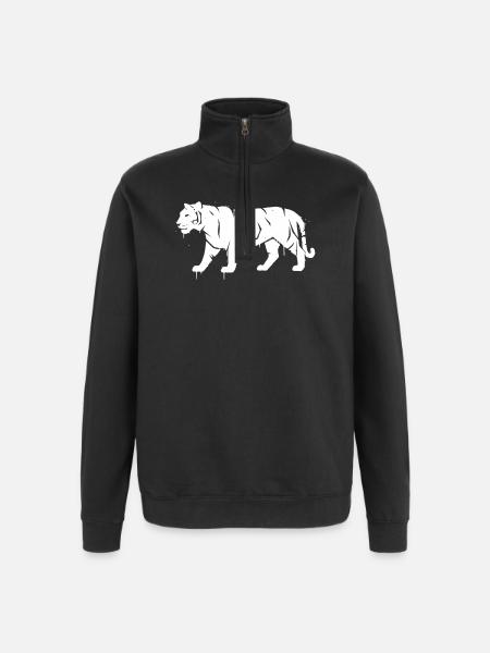 Tiger Graffiti Grunge Streetwear Vector - Quarter-Zip Sweatshirt - black