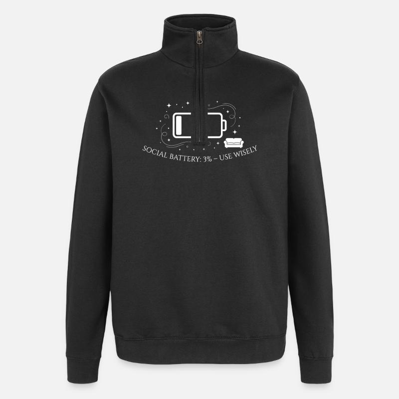 Social Battery Low Sofa - Quarter-Zip Sweatshirt - black
