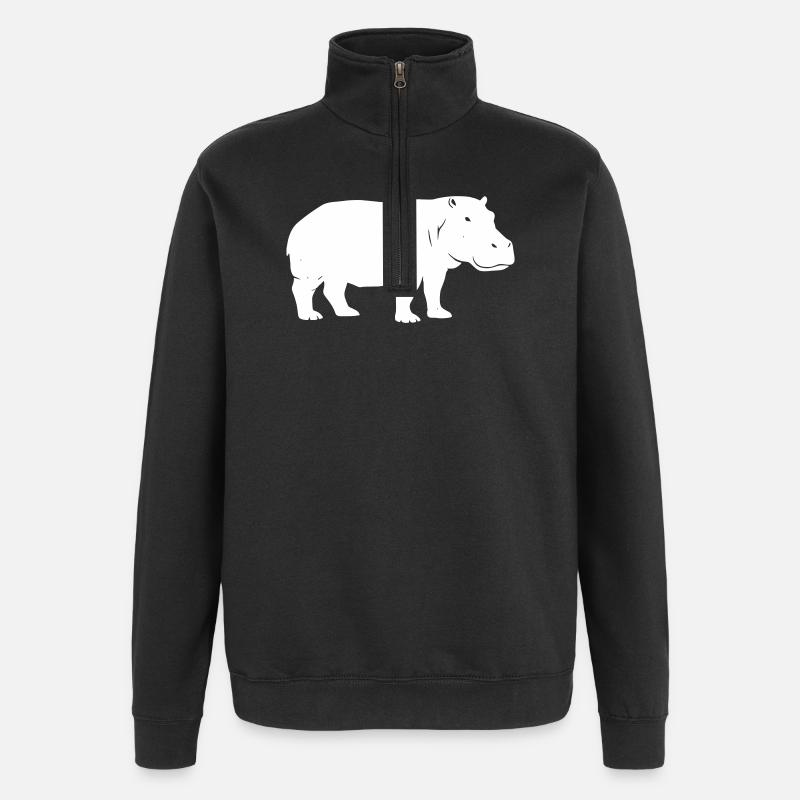 Hippo Silhouette Africa Vector - Sweat à zip 1/4 - noir