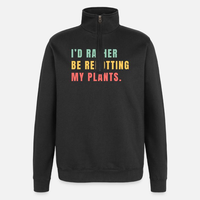 Jardinage floral - Sweat à zip 1/4 - noir