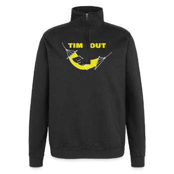 TIME OUT - Quarter-Zip-Sweatshirt - Schwarz - Vorne - AI Model Female 172 light (172cm) & AI Model Male 178 dark (178cm)