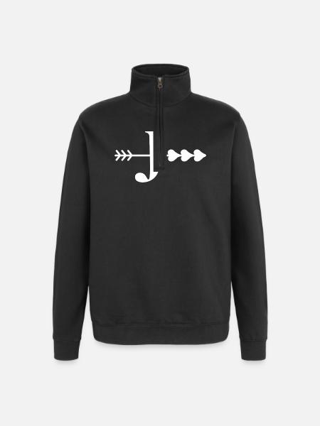 Letter j arrow heart - Quarter-Zip Sweatshirt - black