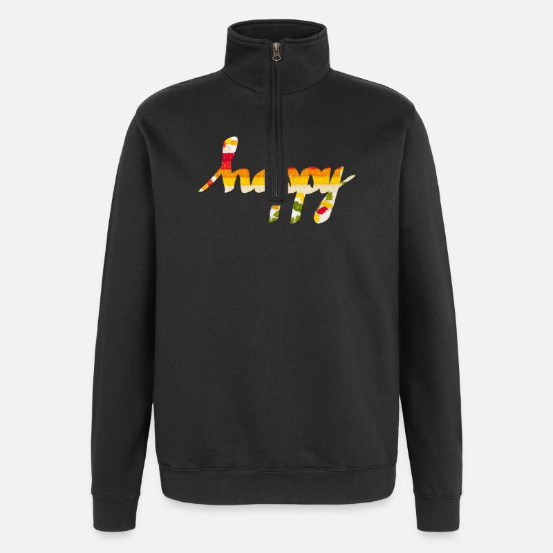 glücklich - Quarter-Zip-Sweatshirt - Schwarz