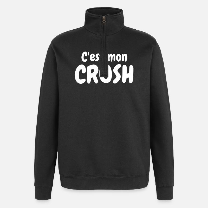 Crush, c'est mon Crush, béguin - Sweat à zip 1/4 - noir