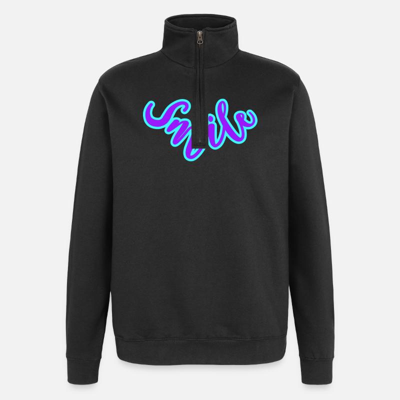 With a smile 🌞 - Quarter-Zip Sweatshirt - black