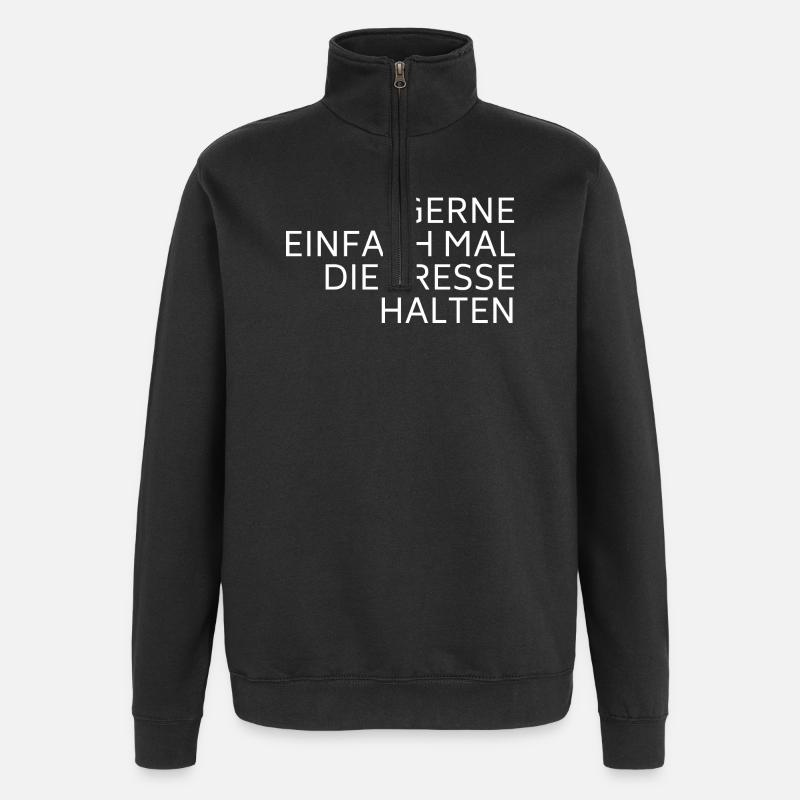 Shut up white - Quarter-Zip Sweatshirt - black