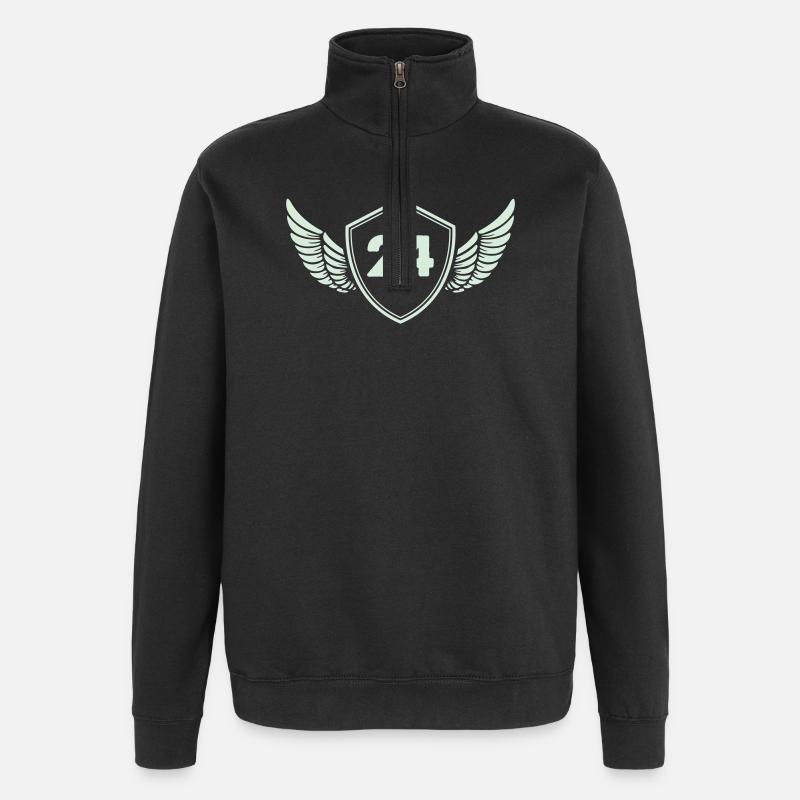 24 Shield with wings - Quarter-Zip Sweatshirt - black
