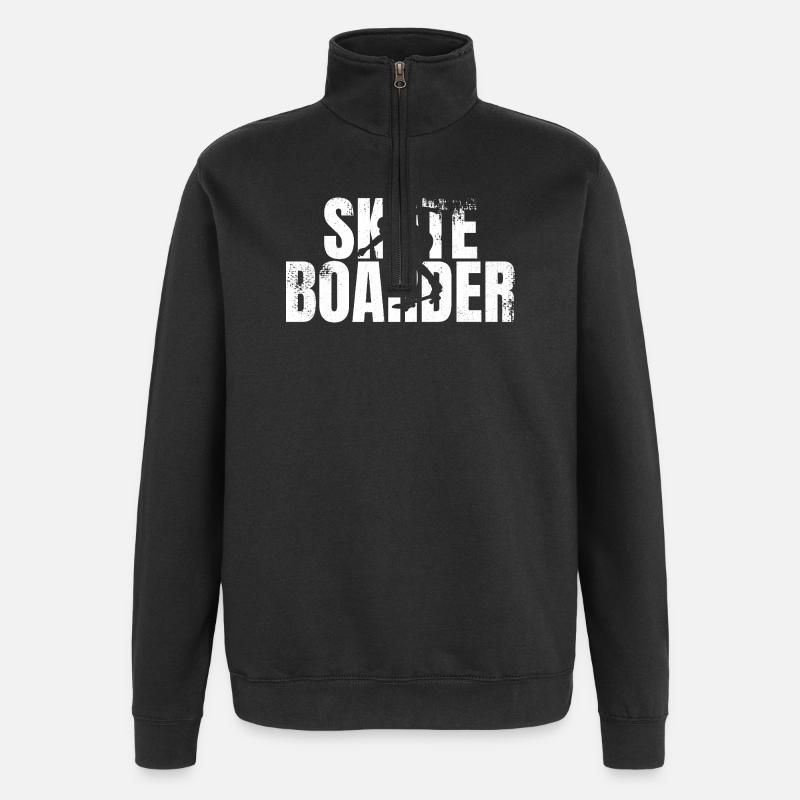 Lustiger Skateboarder - Quarter-Zip-Sweatshirt - Schwarz