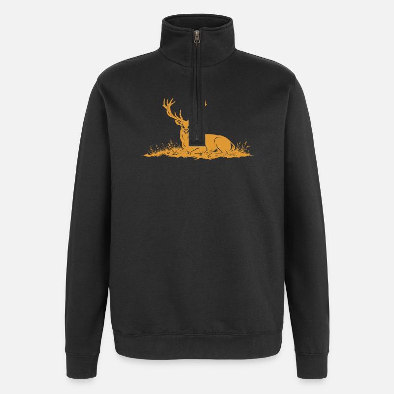 Deer - Quarter-Zip Sweatshirt - black