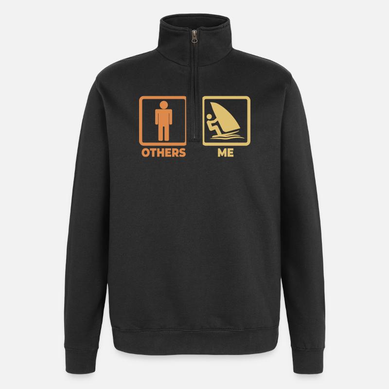 Funny Windsurfer Stick Figure - Quarter-Zip Sweatshirt - black
