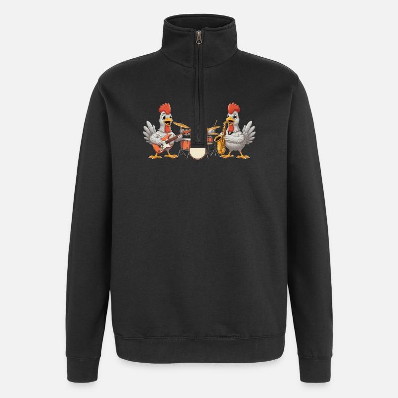 Musique des poules - Sweat à zip 1/4 - noir
