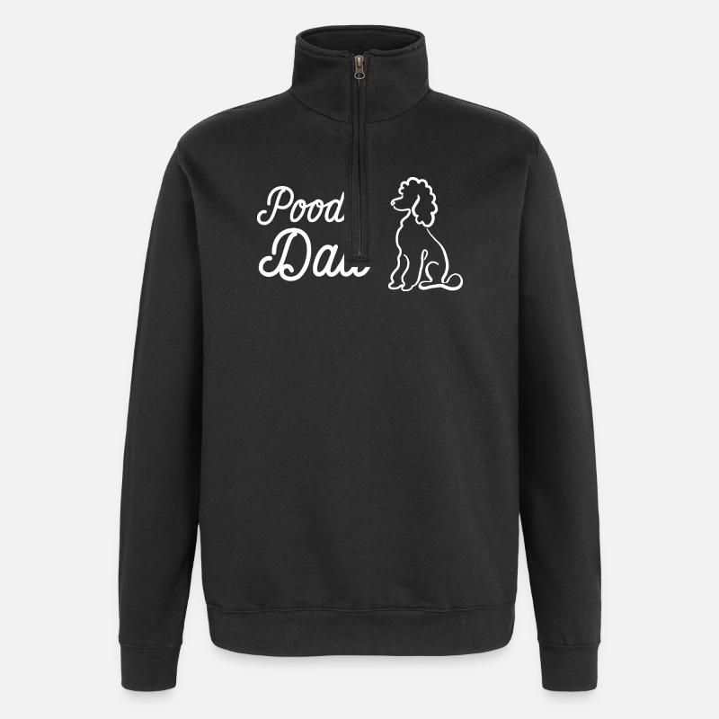 Poodle Dad Silhouette Portrait - Quarter-Zip Sweatshirt - black