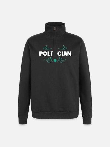 Ornamented politician lettering - Quarter-Zip Sweatshirt - black