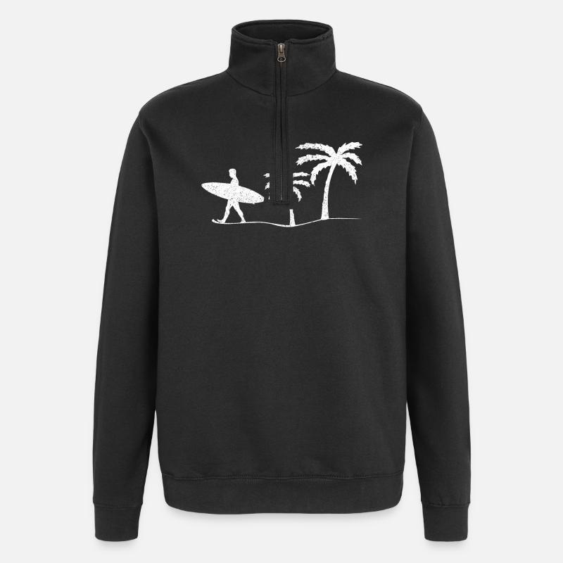 Surfer Surfen - Sweat à zip 1/4 - noir