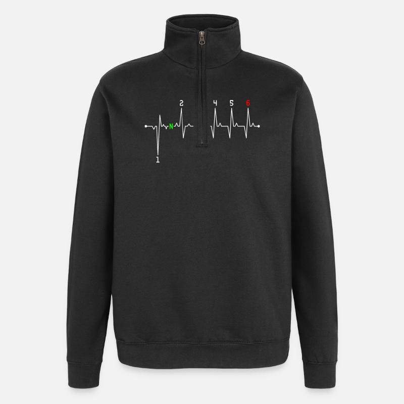 Neon N auf Herzschlag - Quarter-Zip-Sweatshirt - Schwarz