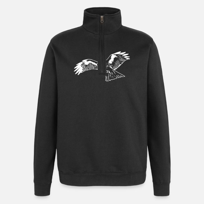 Faucon en blanc - Sweat à zip 1/4 - noir