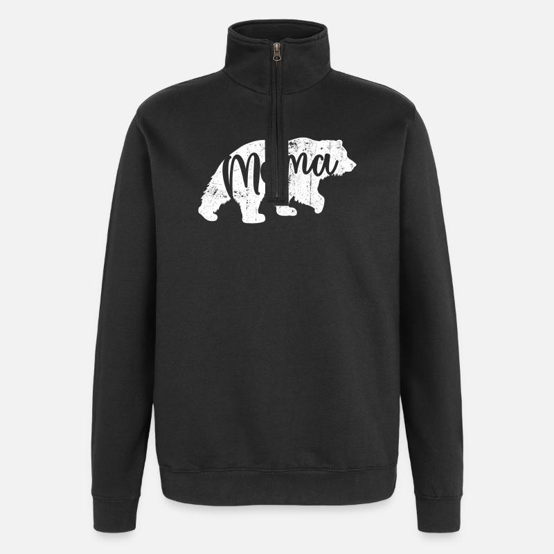 Mama Bear Script Logo - Quarter-Zip Sweatshirt - black