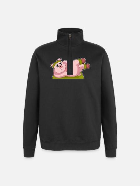 Pig Abdominal Workout Bodybuilding - Quarter-Zip Sweatshirt - black