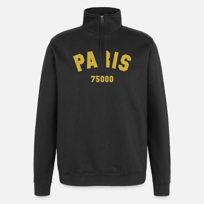 PARIS Code postal - Sweat à zip 1/4 - noir