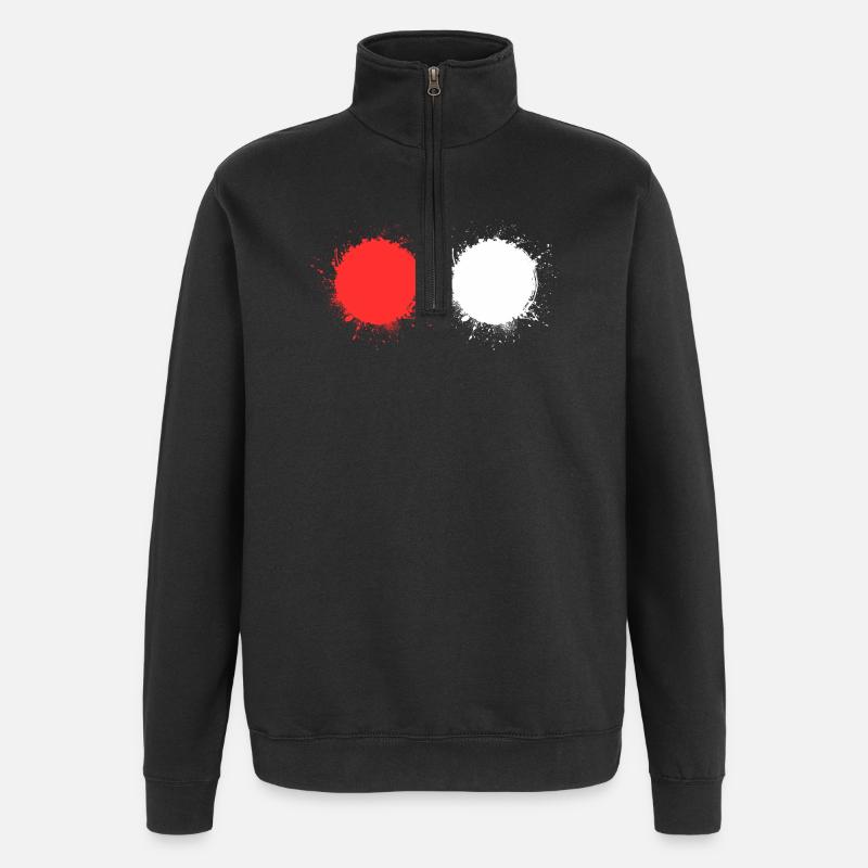 rouge blanc - Sweat à zip 1/4 - noir