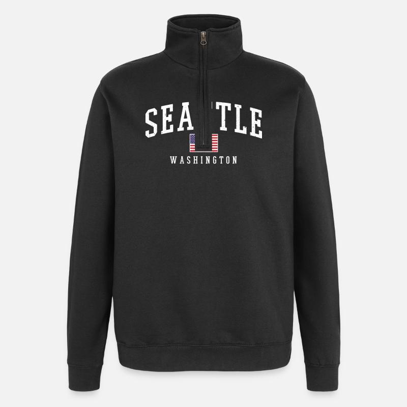 Seattle Washington - Sweat à zip 1/4 - noir