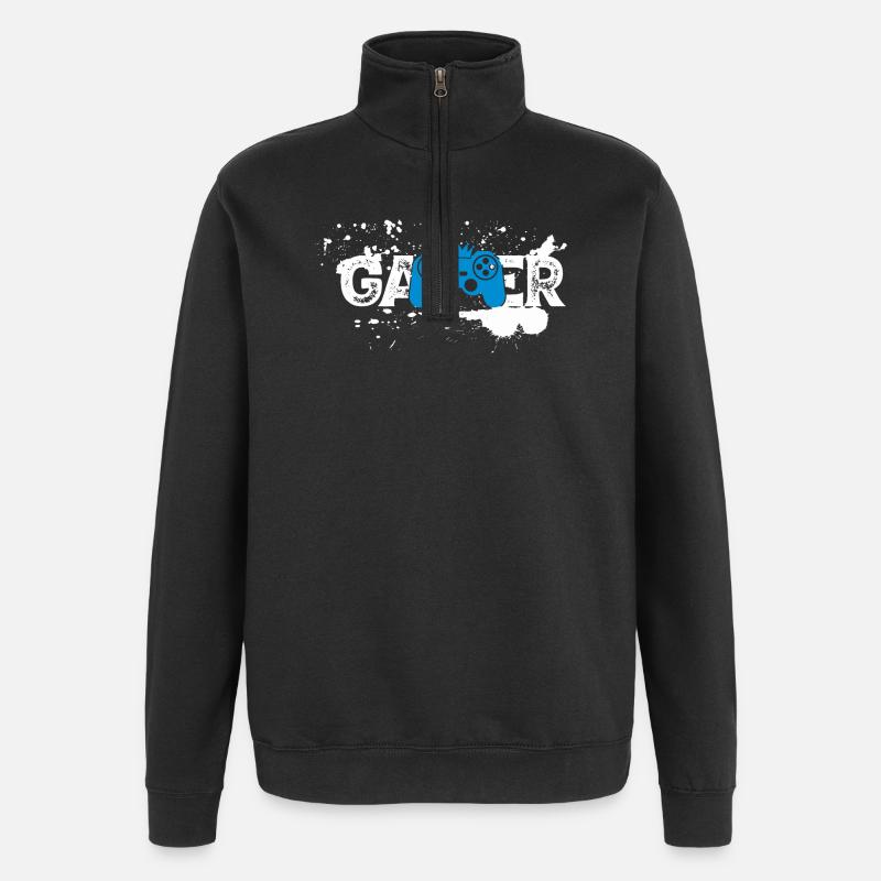 Gamer Splash Controller - Quarter-Zip-Sweatshirt - Schwarz
