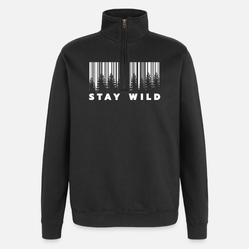Code-barres Stay Wild Forest - Sweat à zip 1/4 - noir