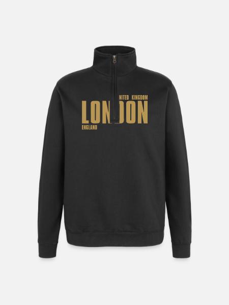 Londoner Goldschrift - Quarter-Zip-Sweatshirt - Schwarz
