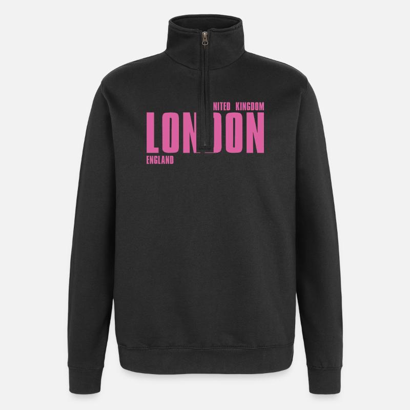 Londres – Angleterre Lyric Design - Sweat à zip 1/4 - noir