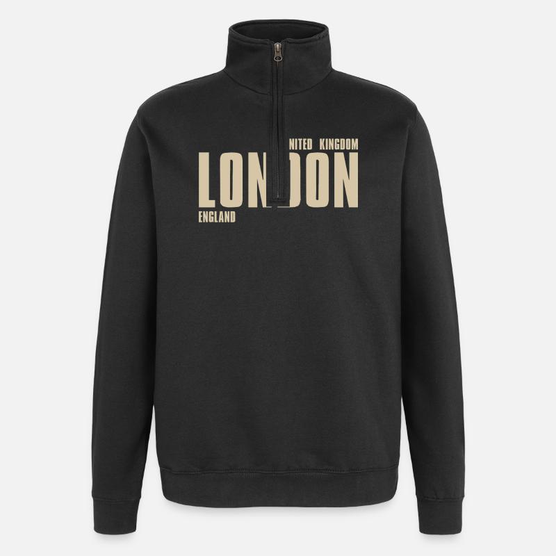 Typographie rétro de Londres - Sweat à zip 1/4 - noir