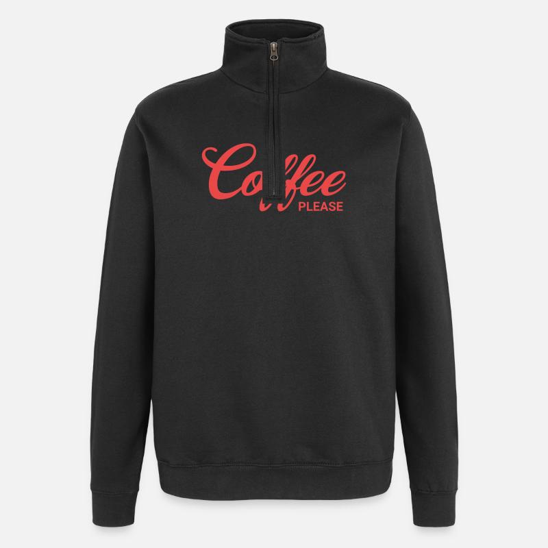 Coffee please - Quarter-Zip Sweatshirt - black
