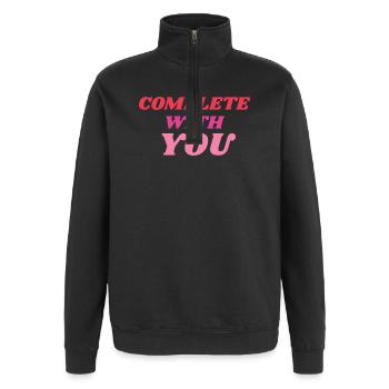 Vollständig mit Dir Romantic Statement - Quarter-Zip-Sweatshirt - Schwarz - Vorne - AI Model Female 172 light (172cm) & AI Model Male 178 dark (178cm)