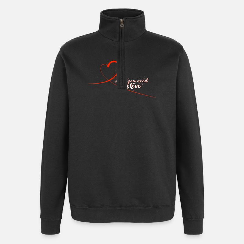Love_Heart_Brush_Script_Illustration - Sweat à zip 1/4 - noir