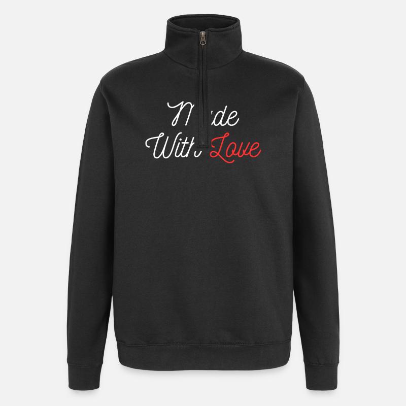 Fait avec amour Saint-Valentin - Sweat à zip 1/4 - noir